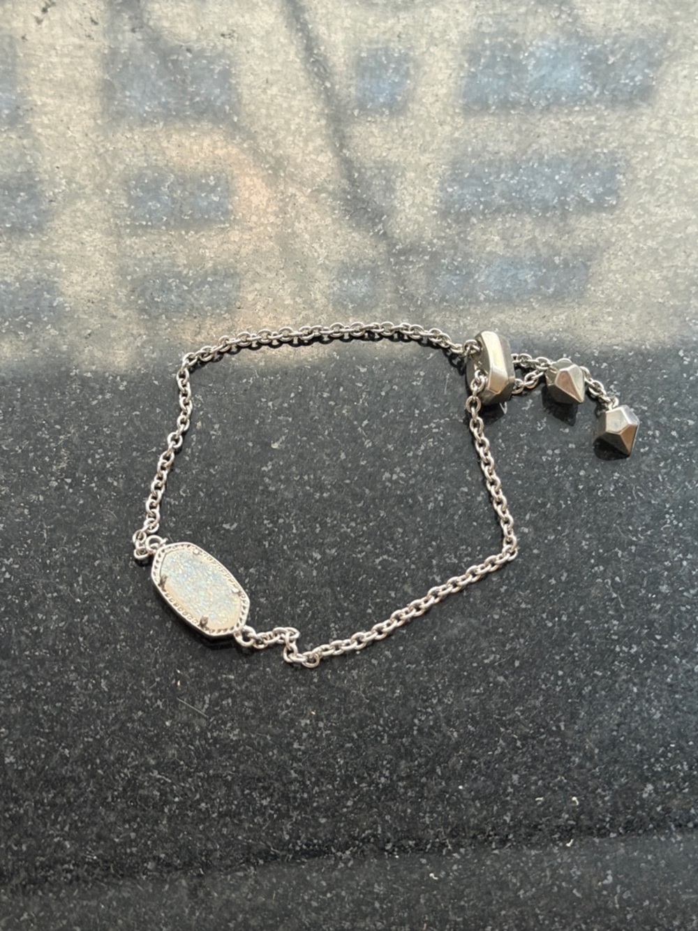Kendra Scott Silver Sparkly White Gemstone Bracelet